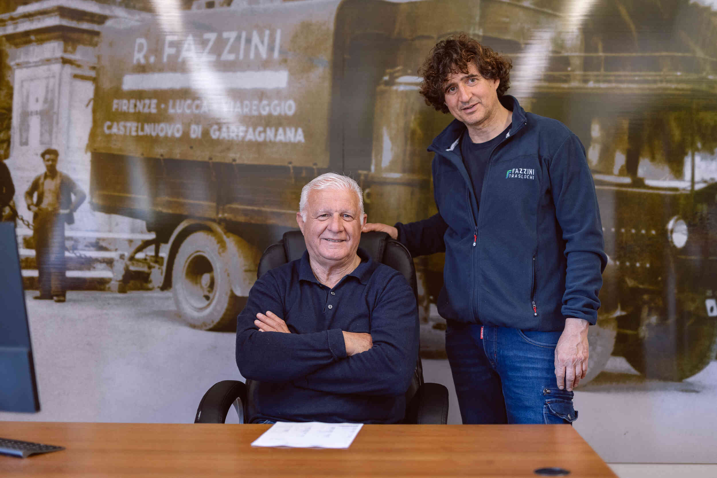 Fazzini padre e figlio in ufficio